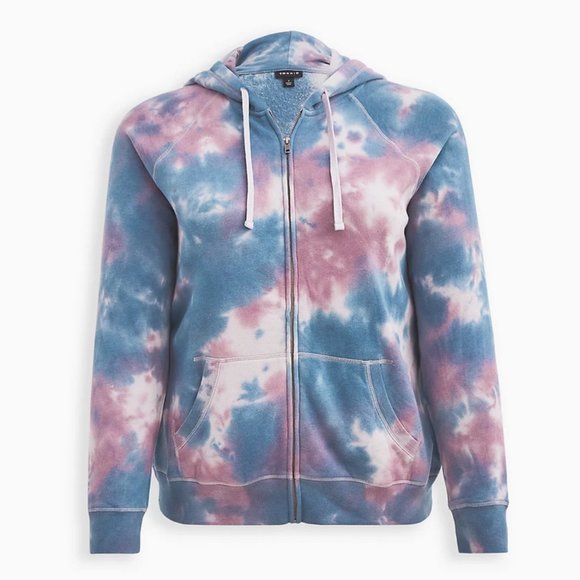 Torrid 1 1x Raglan Zip-Up Hoodie - Cozy Fleece Tie Dye - Picture 1 of 2